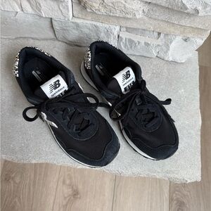 New Balance Black and White Athletic Shoes with Leopard print